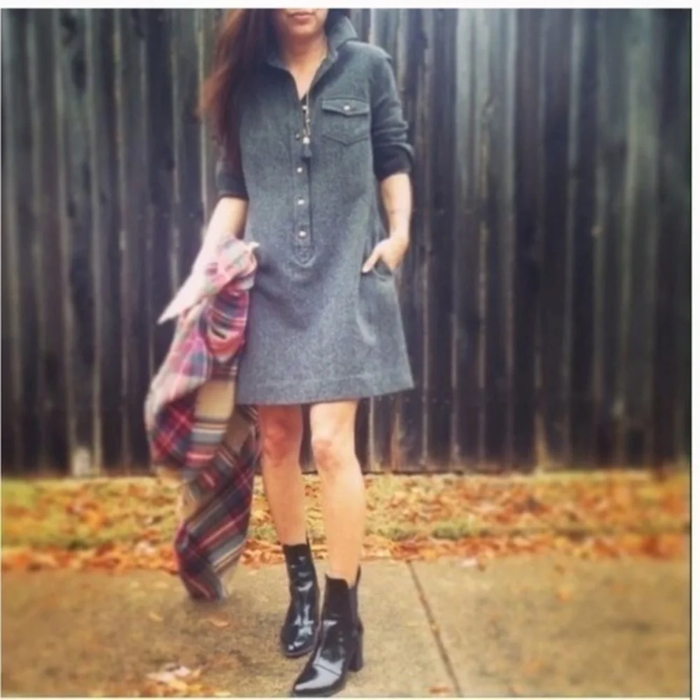 J. Crew herringbone shirt dress